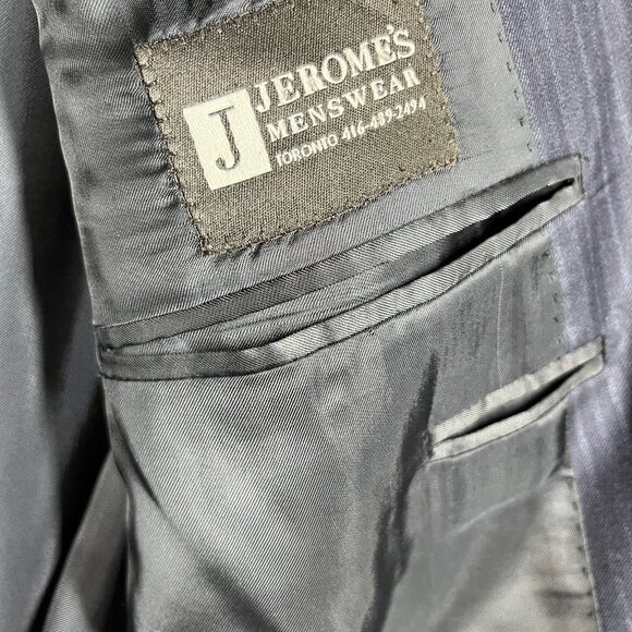 Canali Jerome's Blazer Men Size 54R Blue Pinstripe Pure Wool Lightweight Classic - Picture 8 of 10